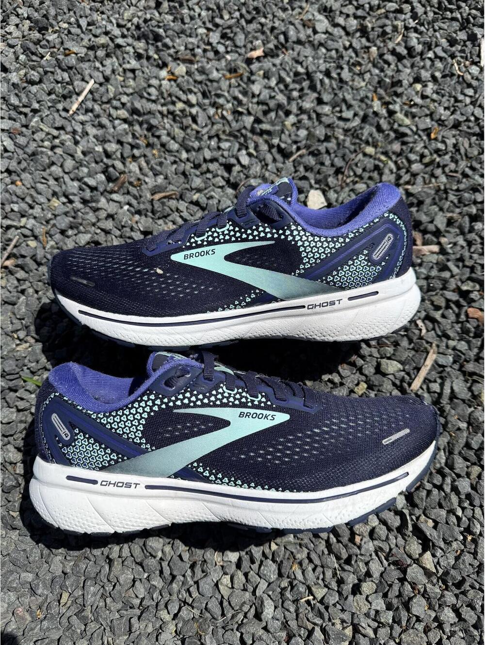 Brooks Ghost 14 Running Shoes Dark Blue Teal Size 8